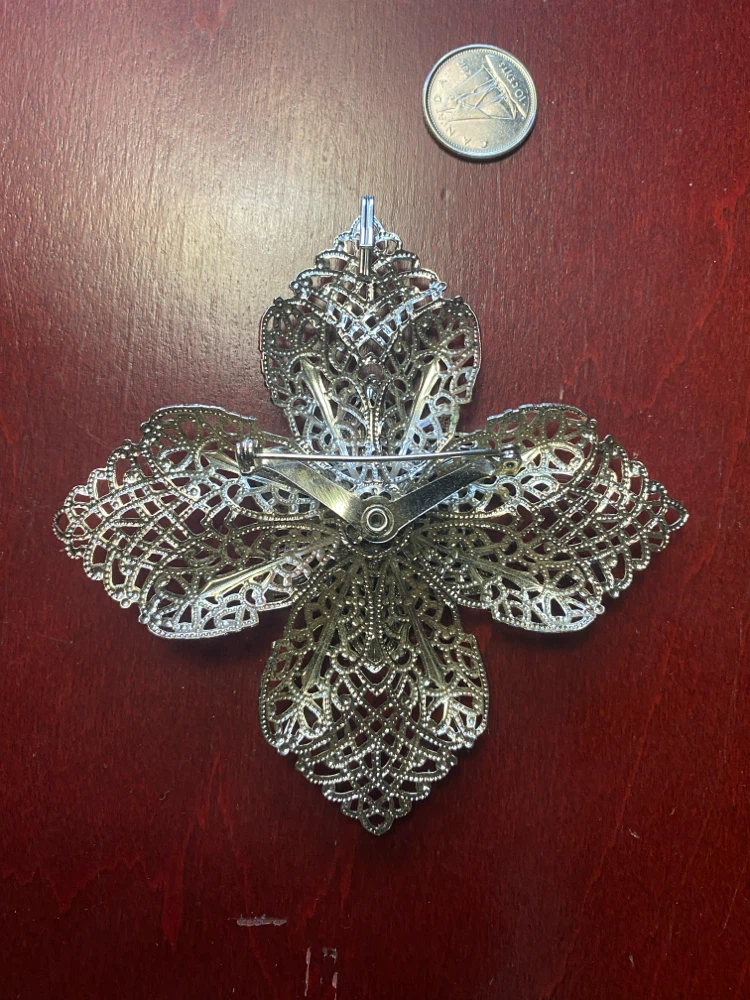 Vintage Silver Tone Filigree Flower Brooch - photo 3