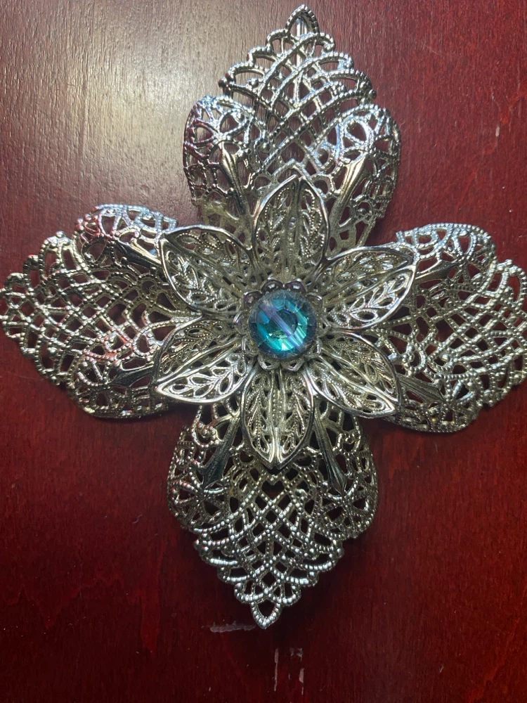 Vintage Silver Tone Filigree Flower Brooch - photo 4