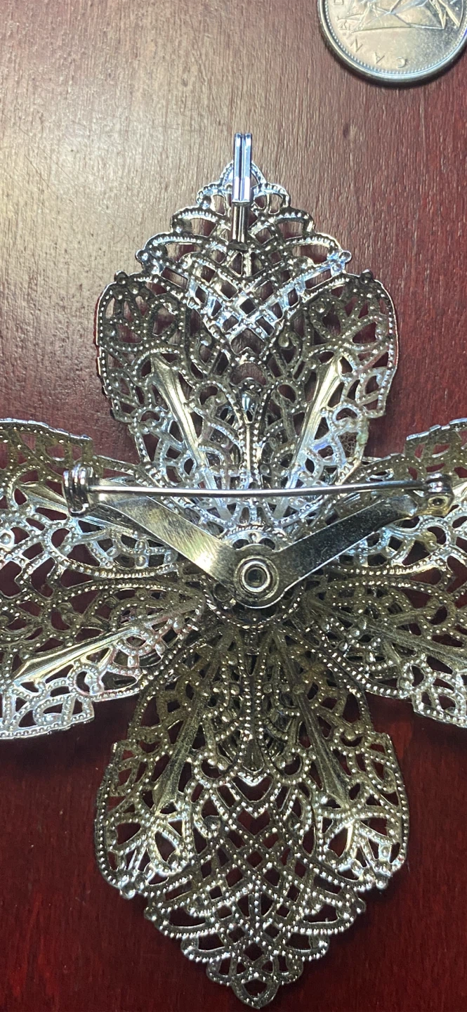 Vintage Silver Tone Filigree Flower Brooch - photo 5