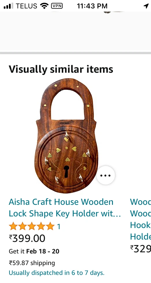 Aisha Craft House Wooden Lock Shape Key Holder - photo 2