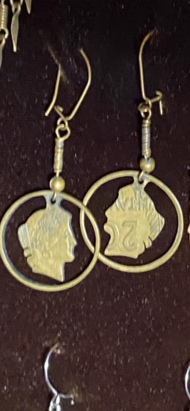 Vintage Peruvian centavos drop earrings