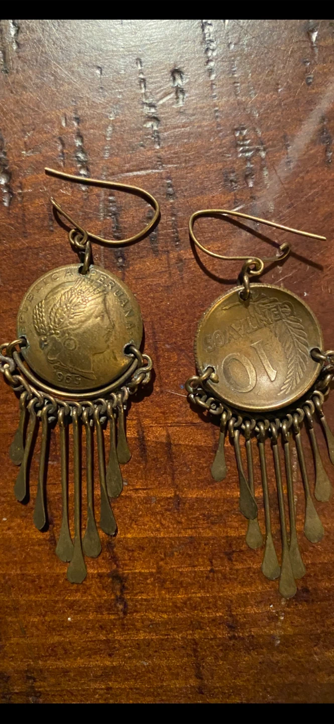 Vintage Peruvian centavos drop earrings - photo 4