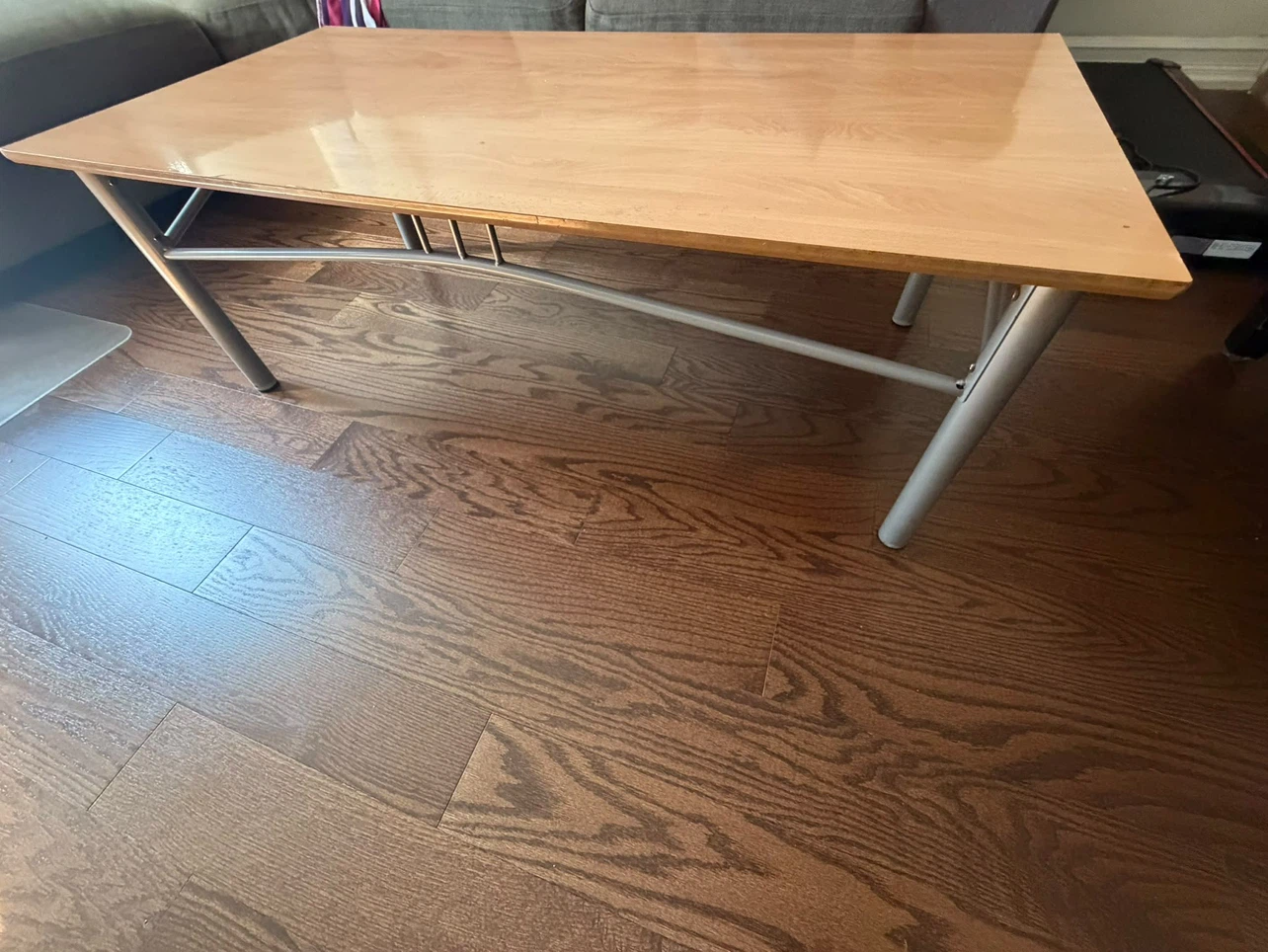 Light Wood Coffee Table with Metal Legs