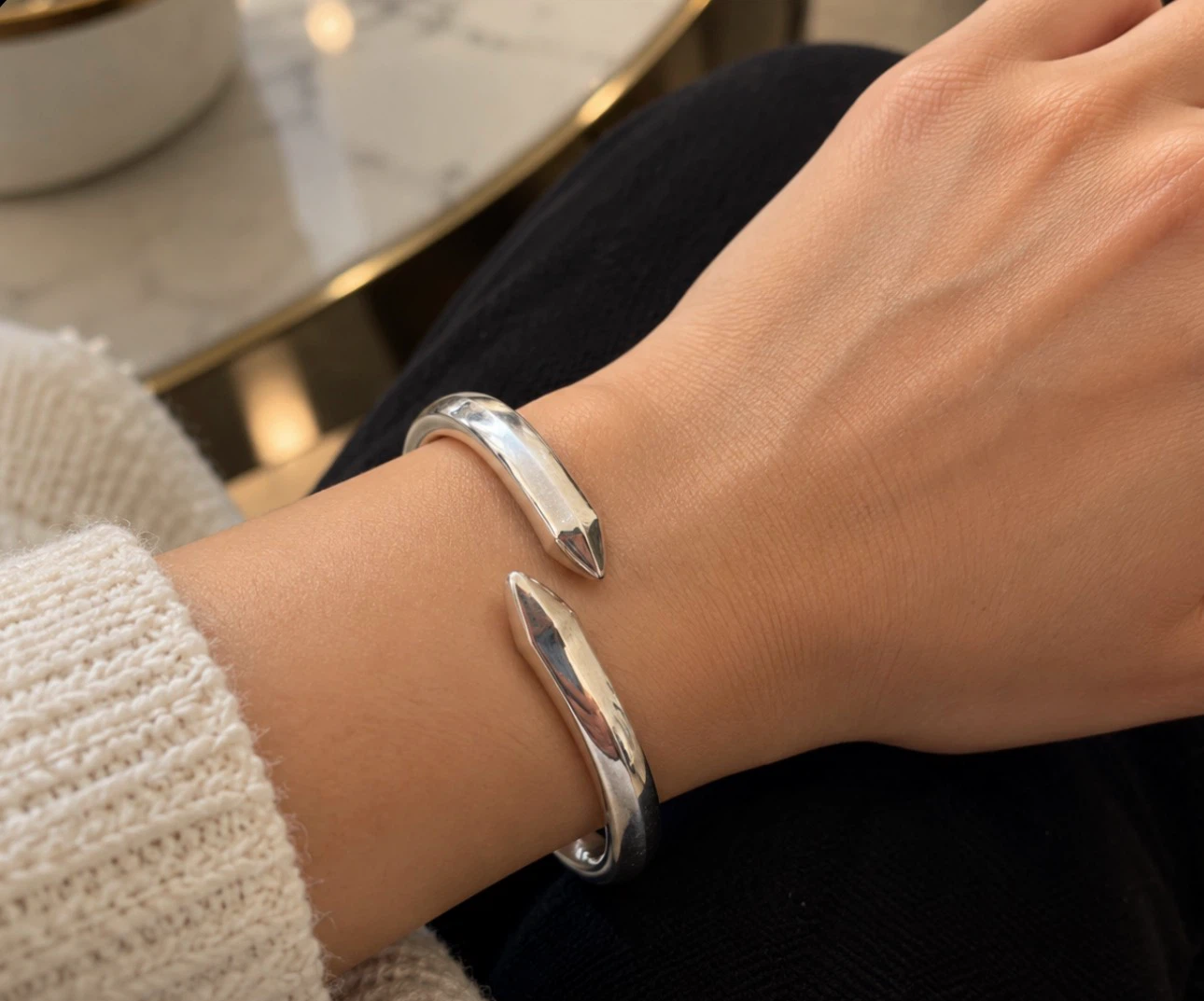Unisex 995 Silver Cuff Bracelet - photo 2