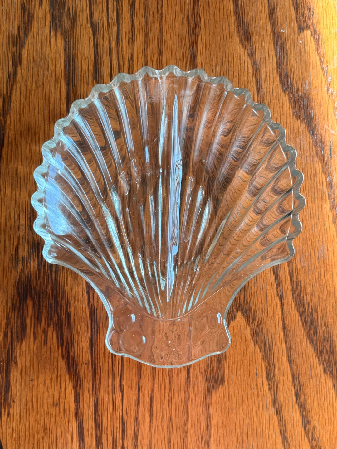🐚Vintage Clear Glass Divided Sea Shell Decorative Catch All Dish