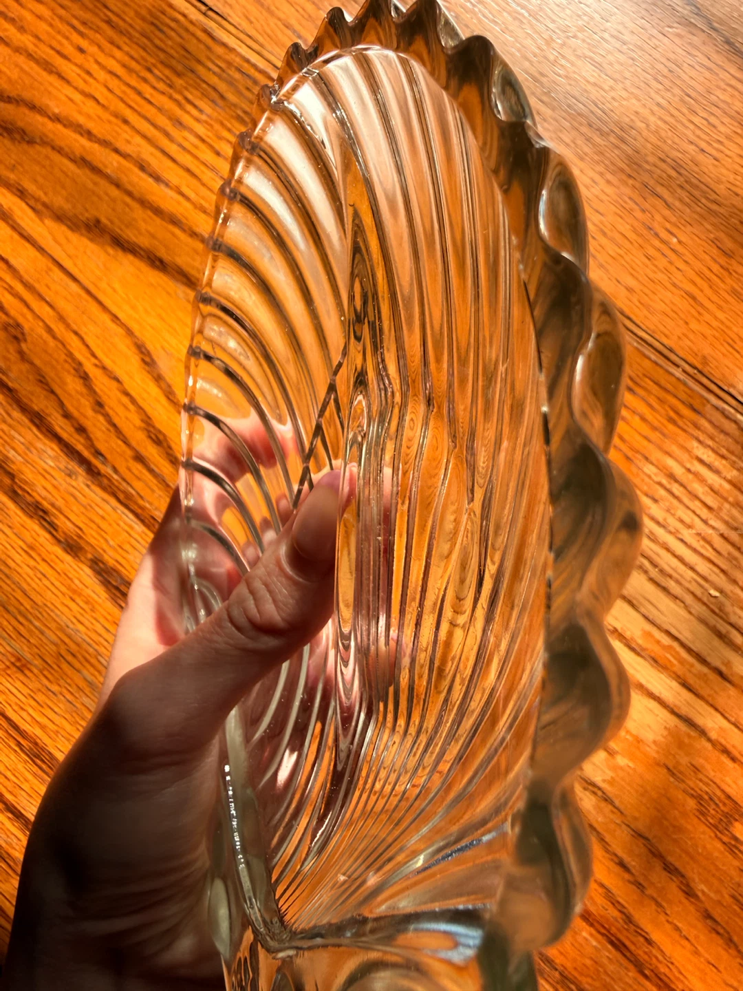 🐚Vintage Clear Glass Divided Sea Shell Decorative Catch All Dish - photo 2