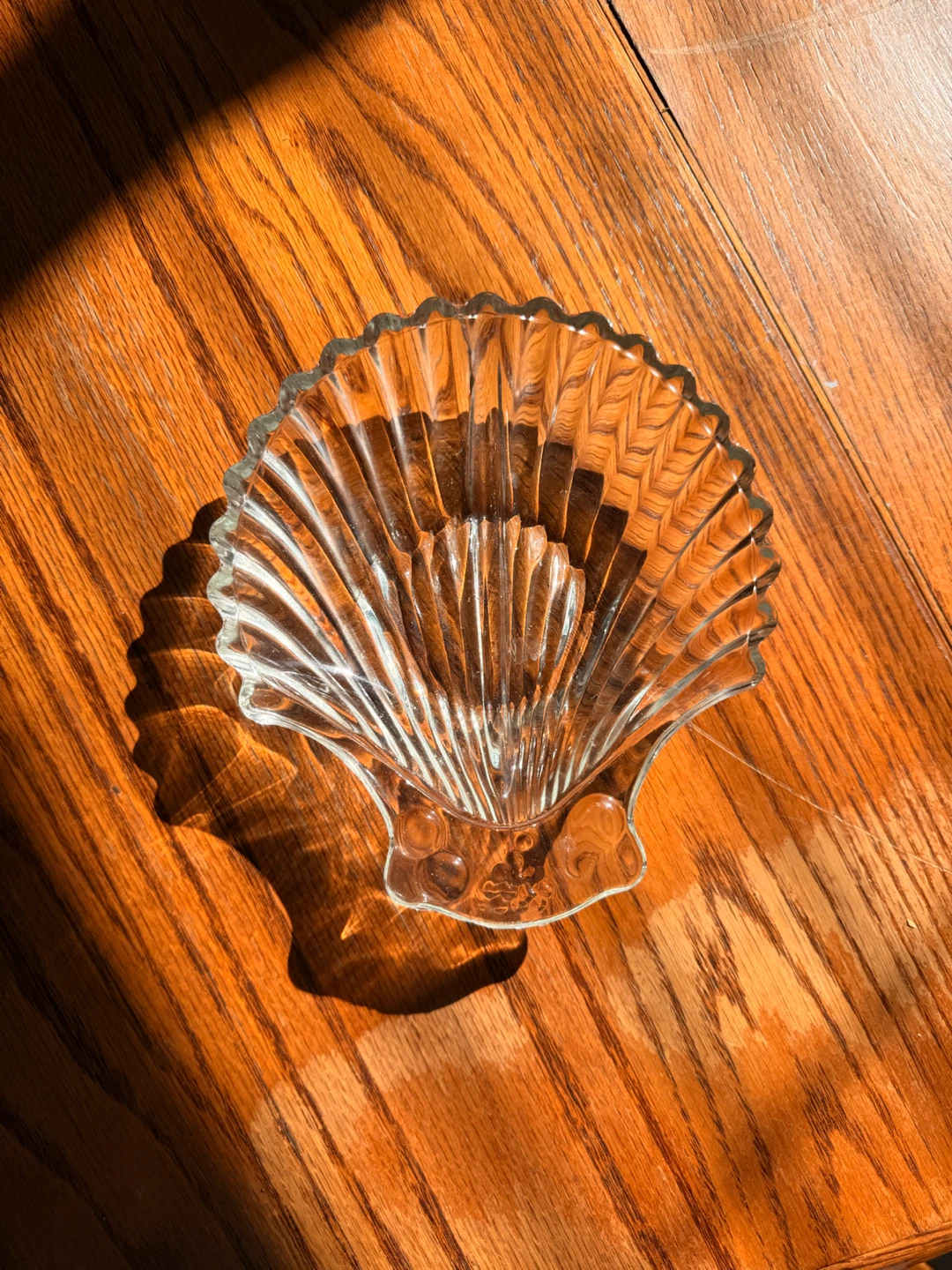 🐚Vintage Clear Glass Divided Sea Shell Decorative Catch All Dish - photo 3
