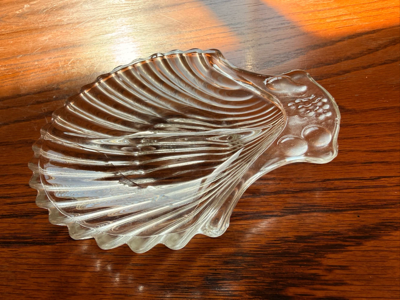 🐚Vintage Clear Glass Divided Sea Shell Decorative Catch All Dish - photo 5