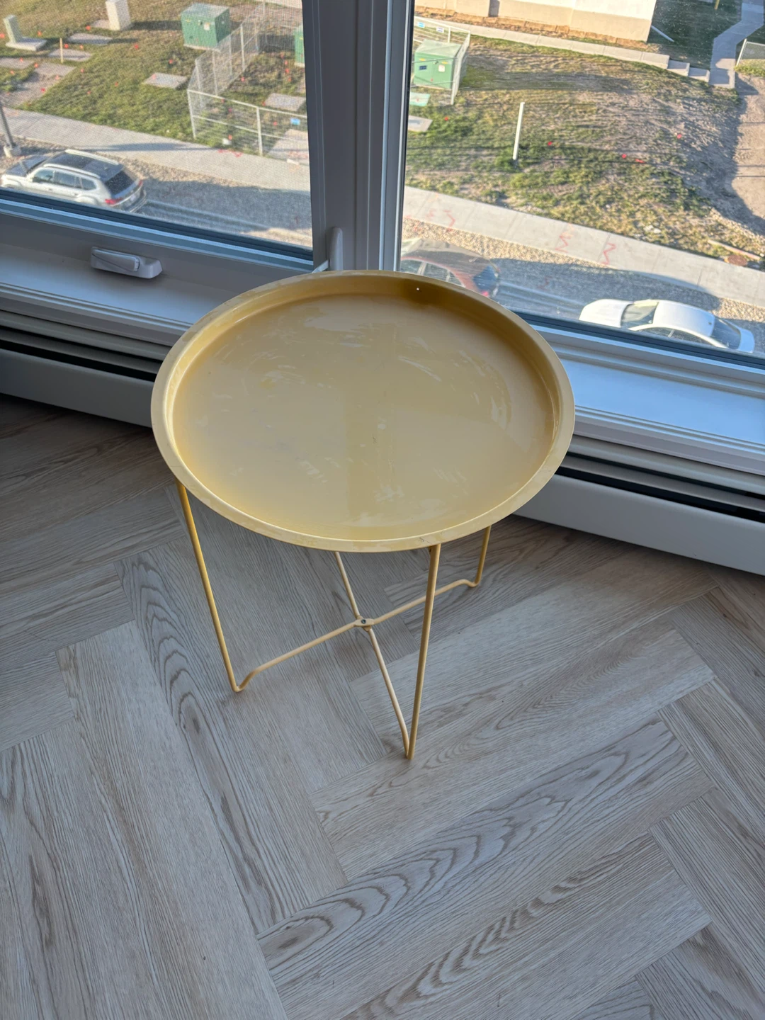 Yellow Round Metal Side Table