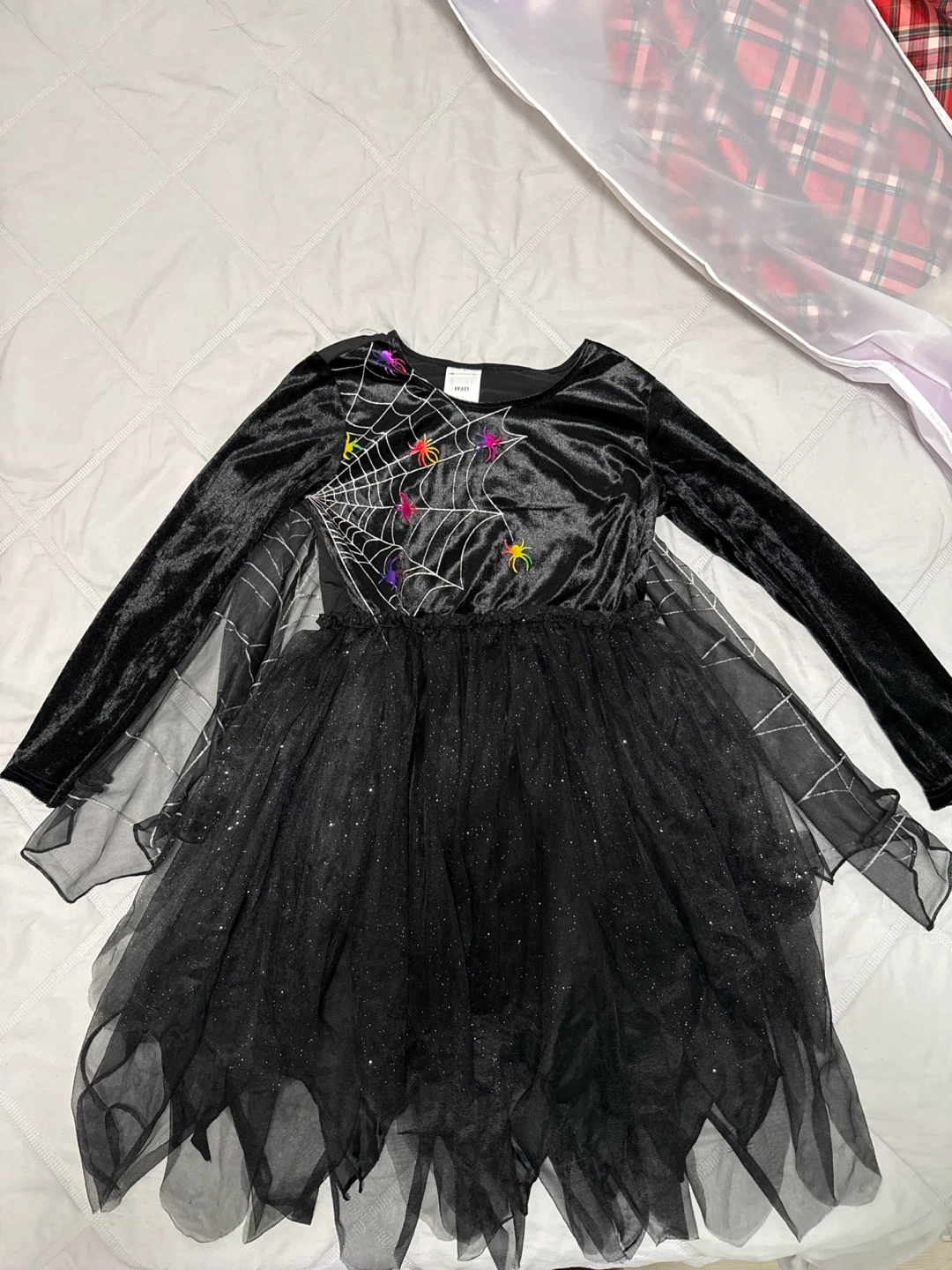 IKALI Kids Spider Web Dress Costume 10-12Y