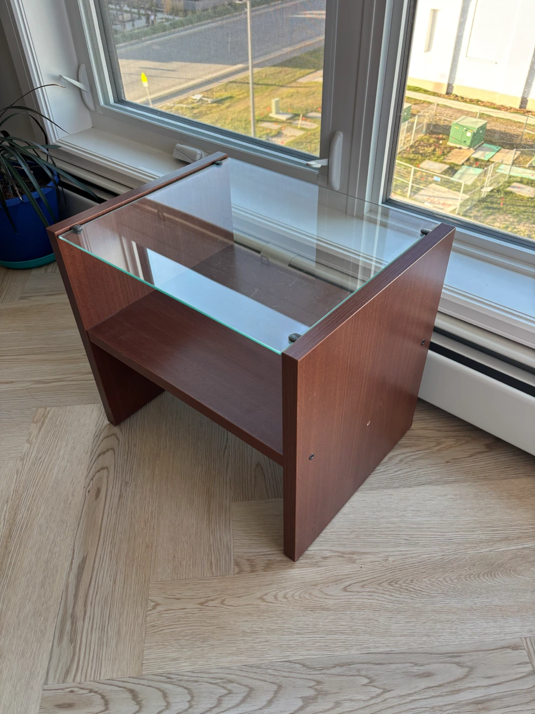 Modern Glass and Wood Side Table - photo 2