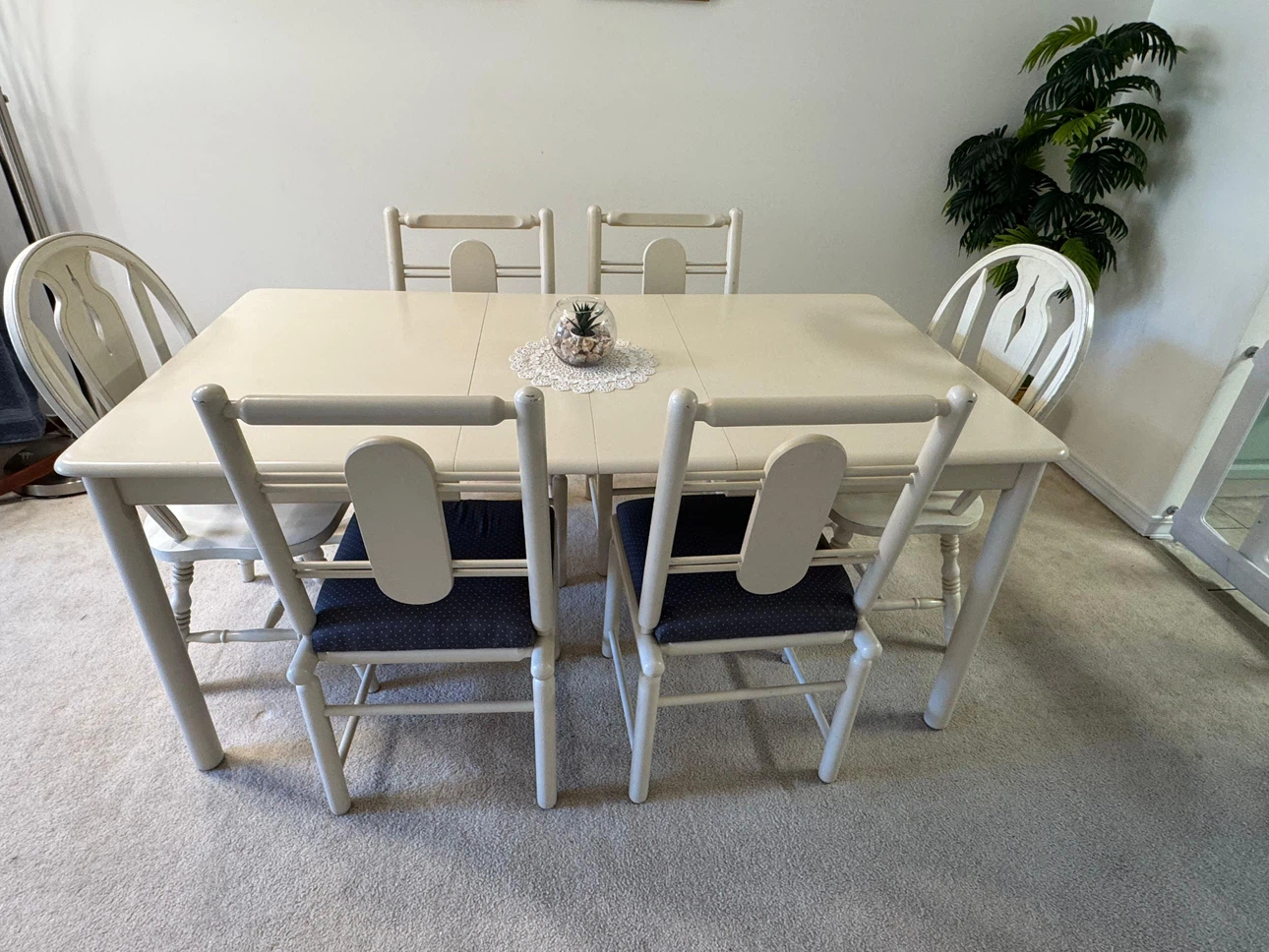 Cream Dining Table and 6 Chairs Set