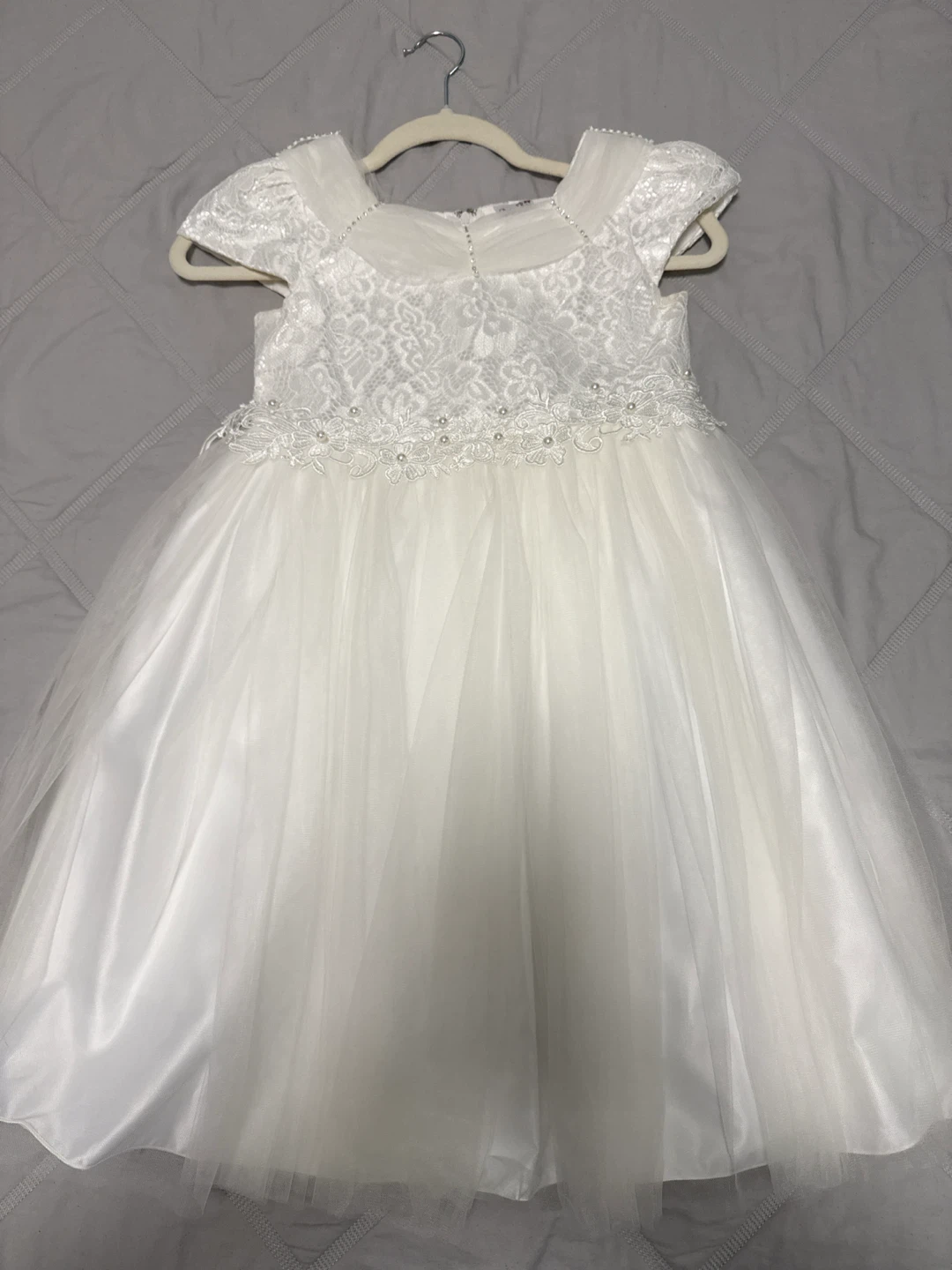 White Lace Girls Formal Dress