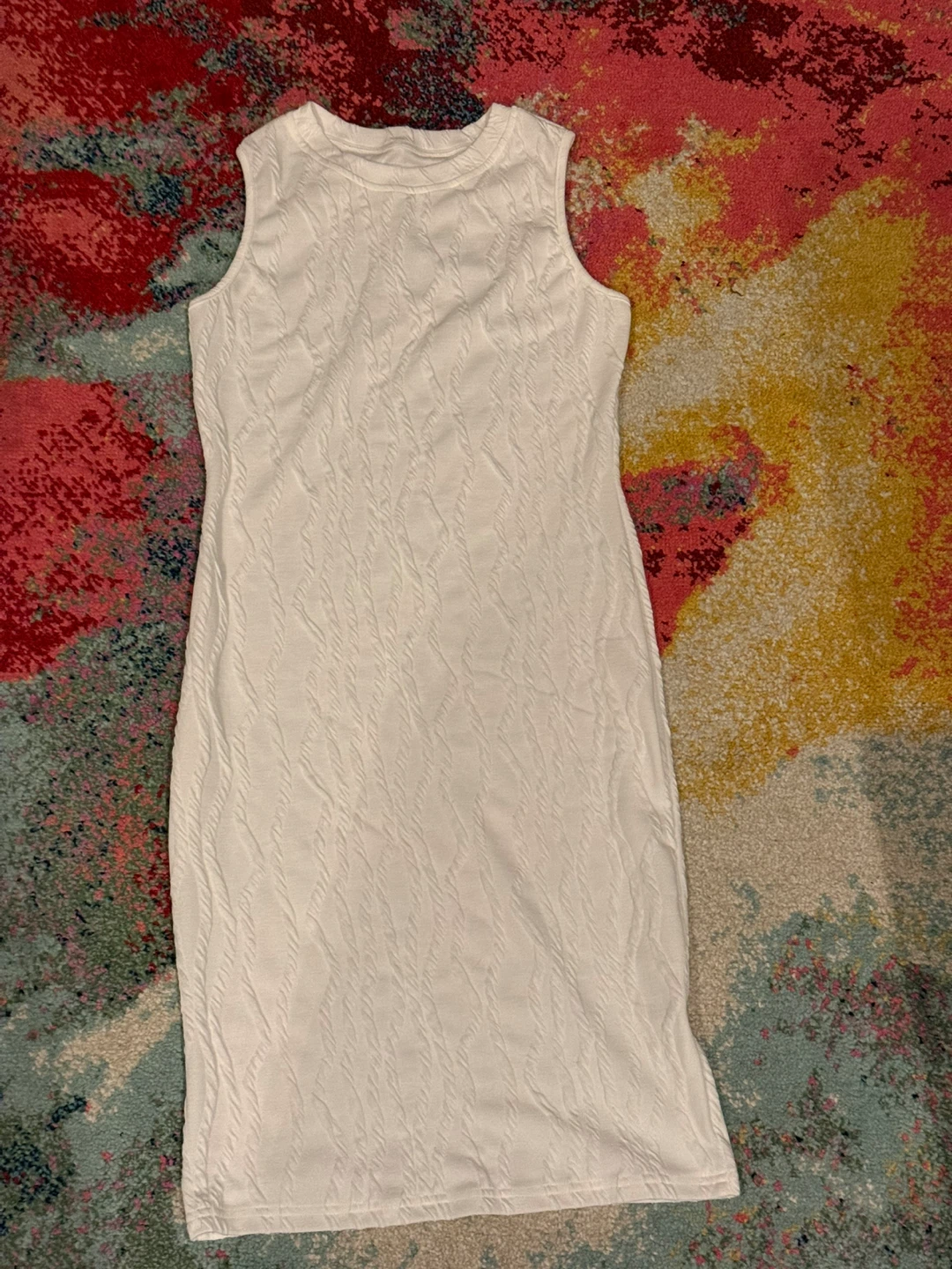 White Sleeveless Textured Dress