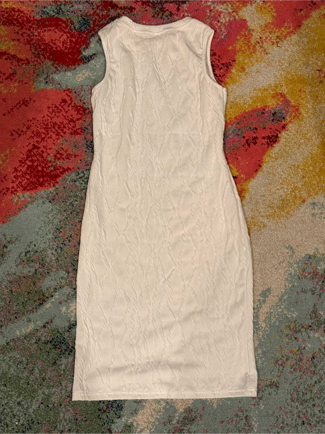 White Sleeveless Textured Dress - photo 4