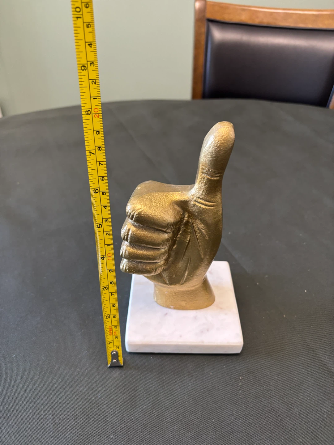 Gold Thumbs Up Sculpture on Marble Base