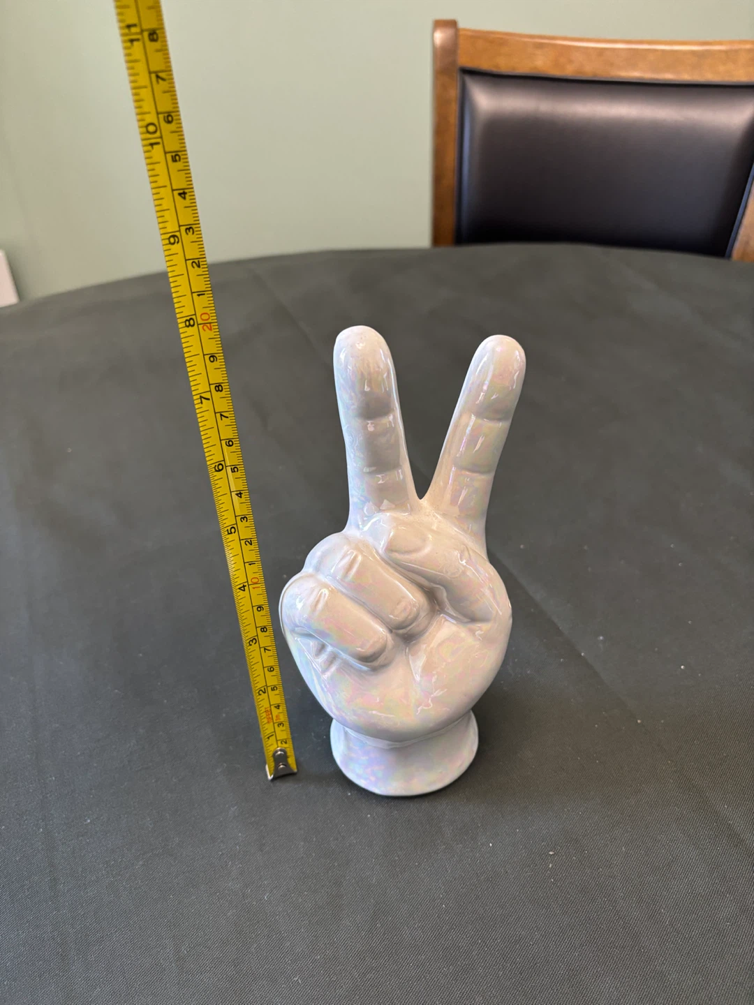 Iridescent Peace Sign Hand Sculpture