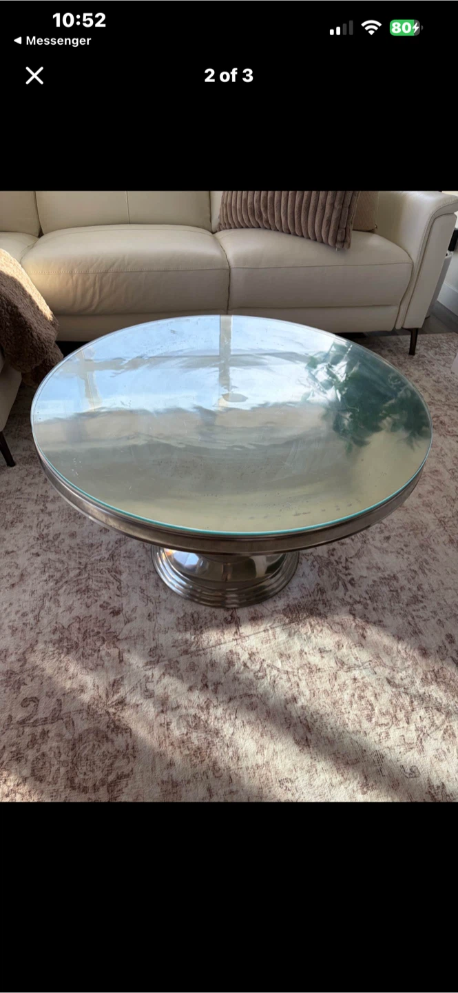 Round mirrored chrome  coffee table - photo 3