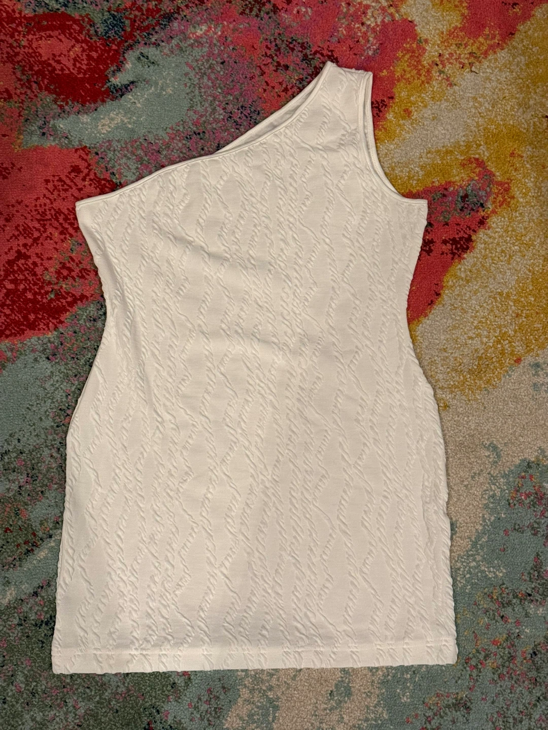 White Textured One-Shoulder Mini Dress - photo 3