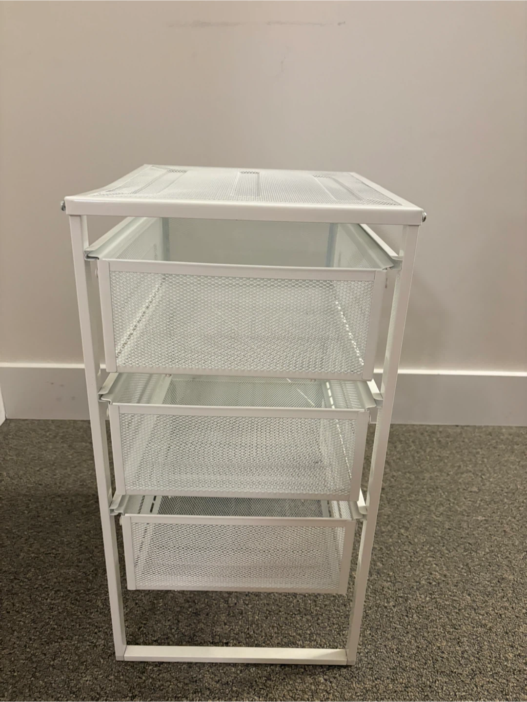 White 3-Drawer Mesh Storage Cart