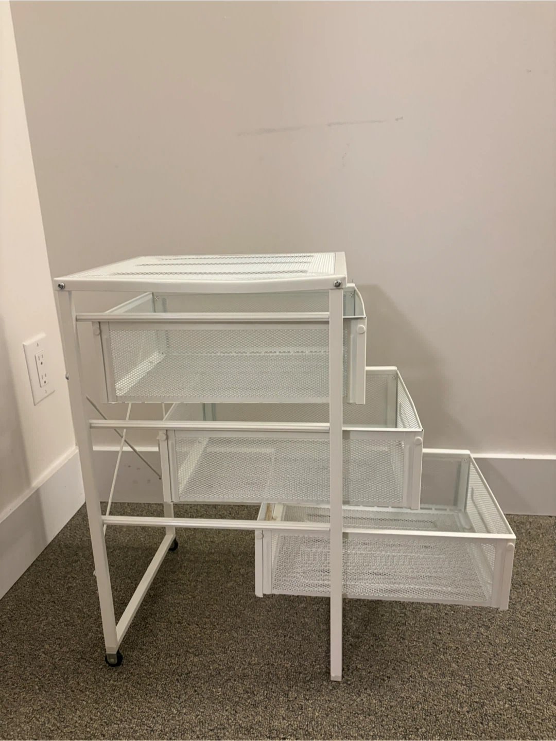 White 3-Drawer Mesh Storage Cart - photo 2