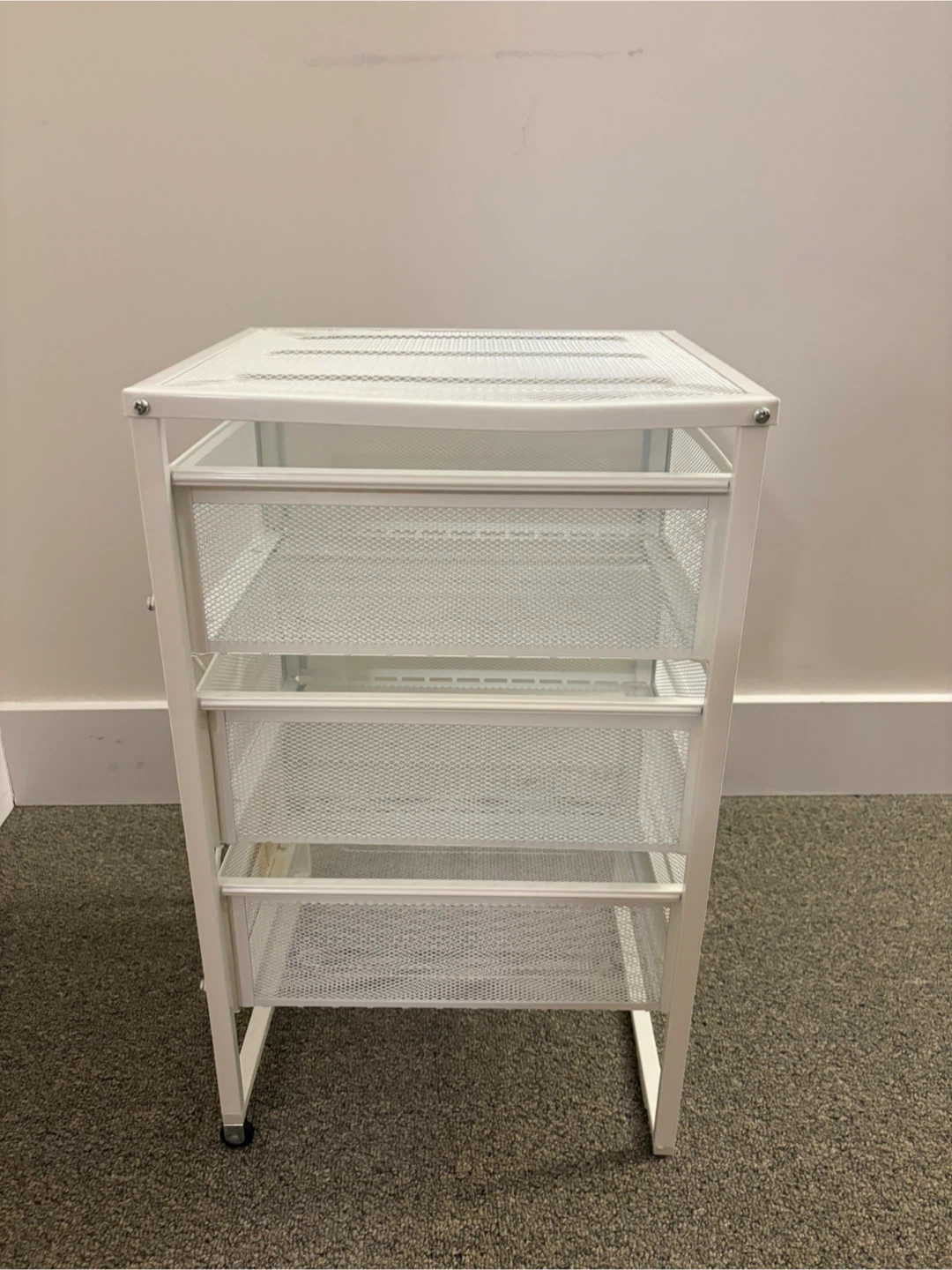 White 3-Drawer Mesh Storage Cart - photo 3
