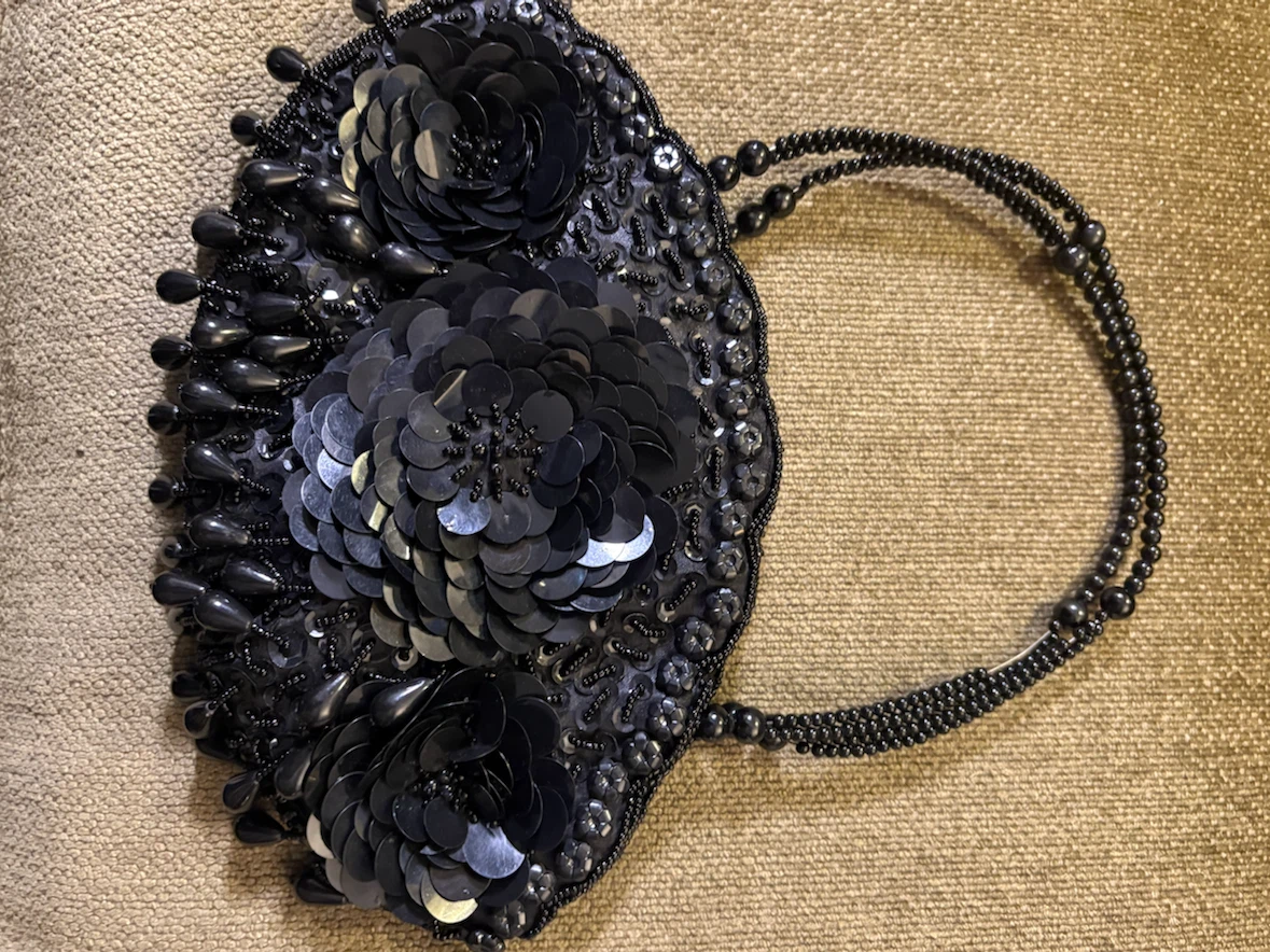Black Beaded Evening Handbag