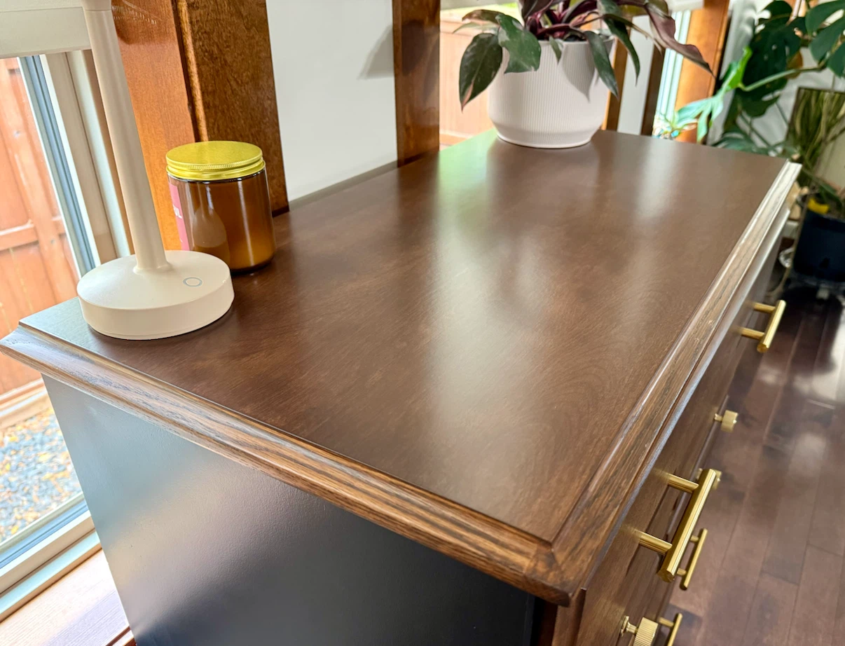 Refinished Solid Wood DeFehr Dresser – Dark Walnut & Black - photo 4