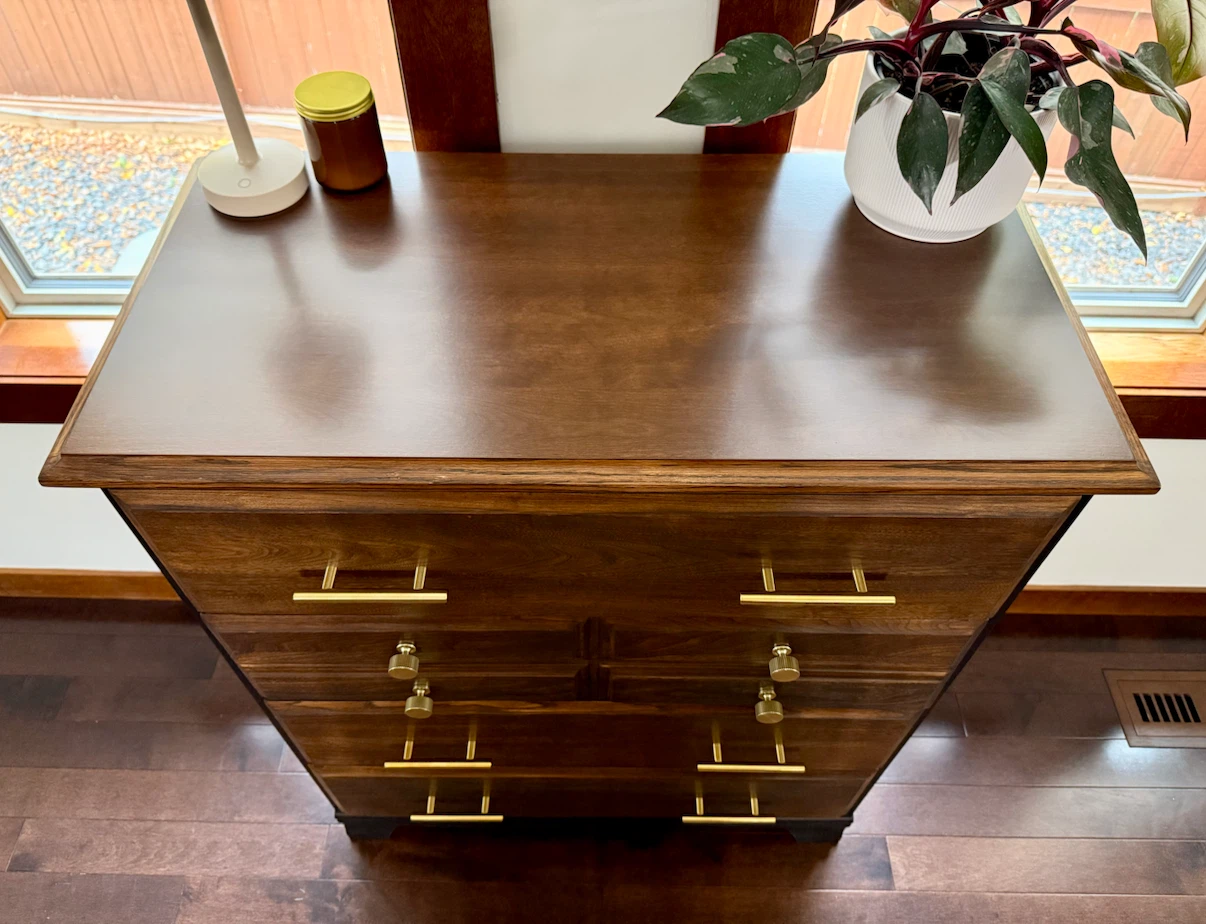 Refinished Solid Wood DeFehr Dresser – Dark Walnut & Black - photo 5