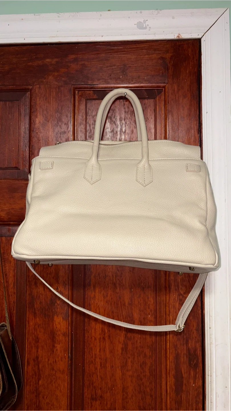 Oriana Lamarca Monica Creme Leather Handbag - photo 3