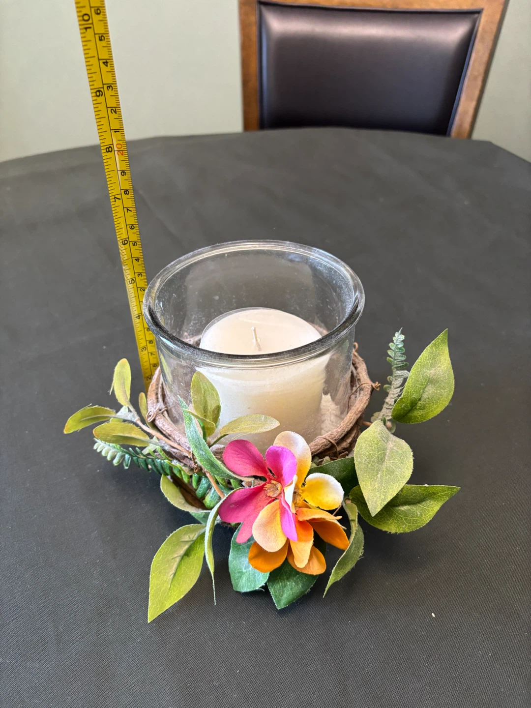 Floral Candle Holder with Glass Insert
