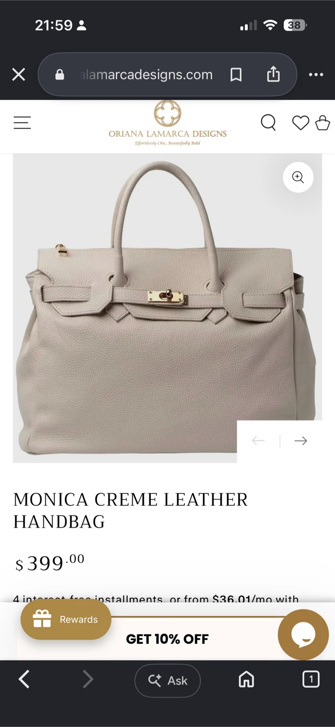 Oriana Lamarca Monica Creme Leather Handbag - photo 2