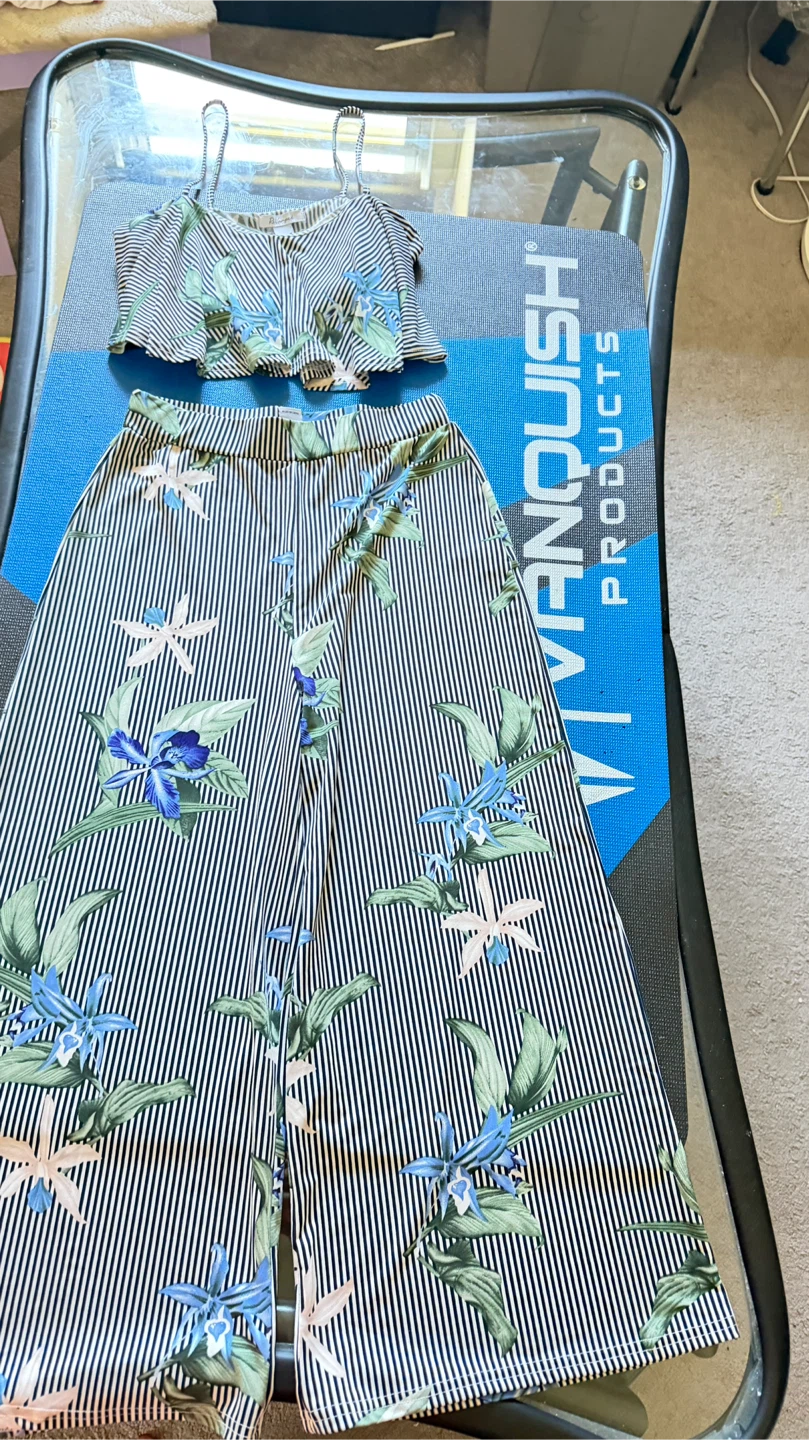 Revamped Floral Stripe Two-Piece Set