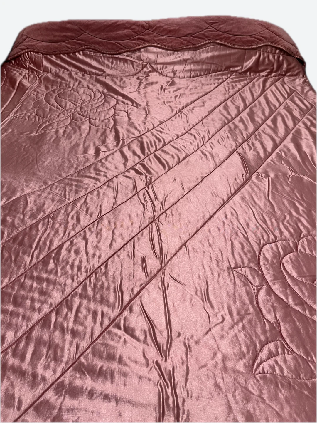Vintage Pink Floral Quilted Bedspread
