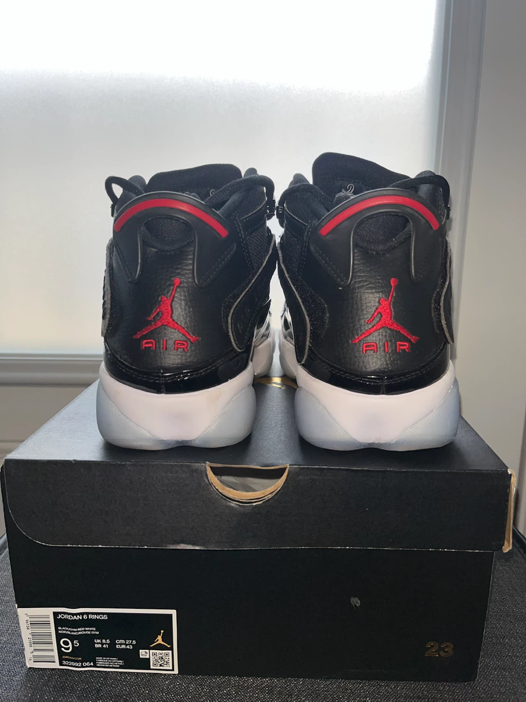 Nike Air Jordan 6 Rings Black Gym Red - photo 5