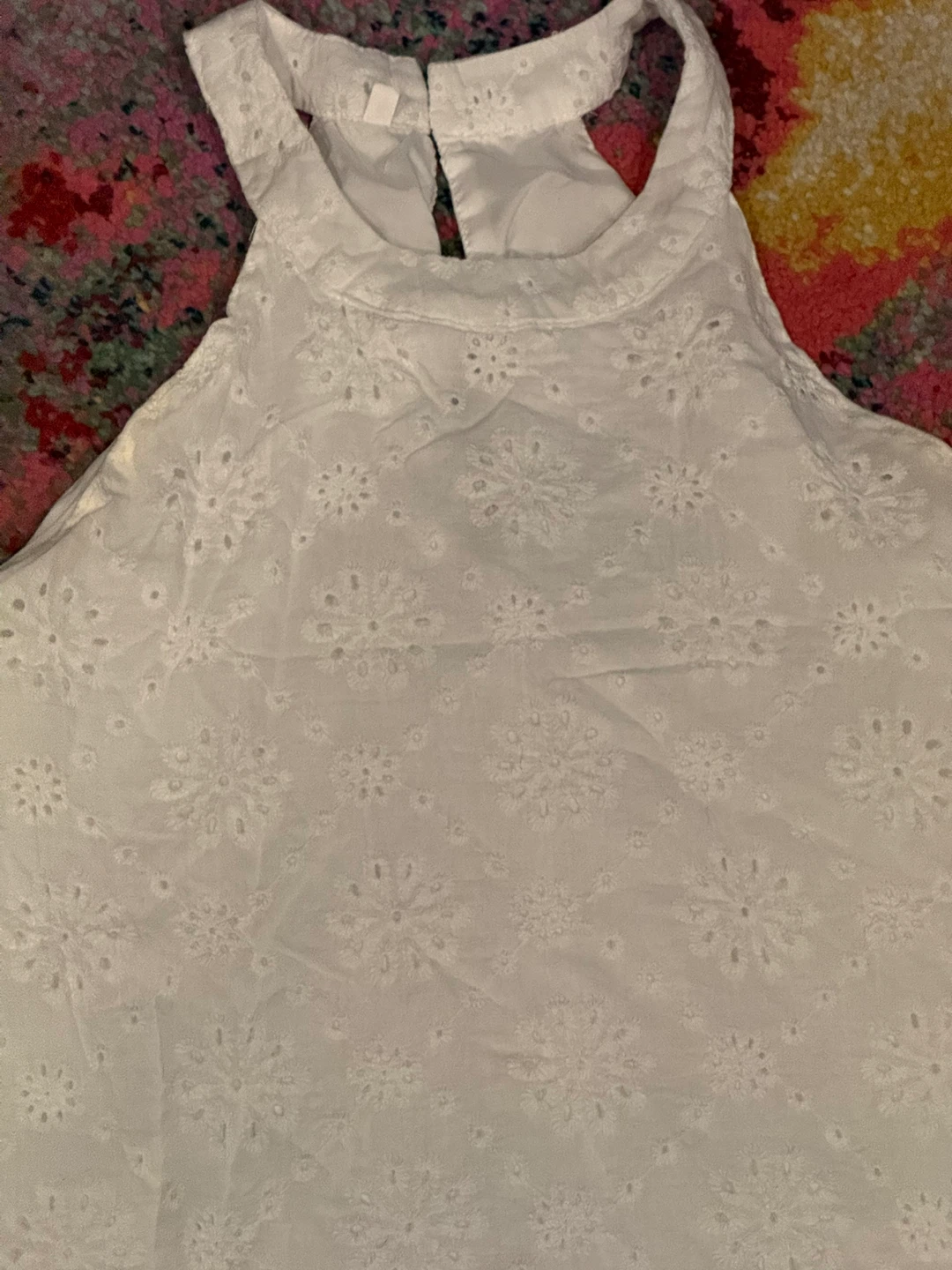 White Eyelet Halter Tank Top Mini Dress - photo 2