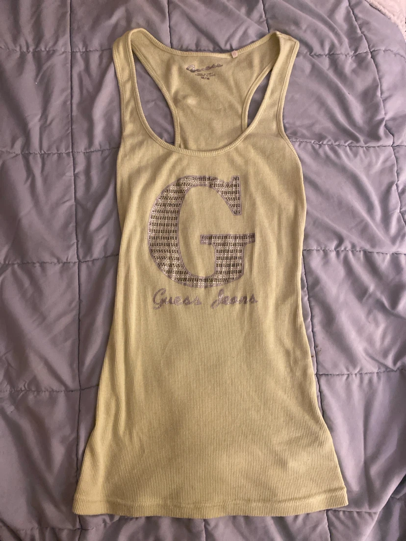 Guess Yellow Ribbed Tank Top