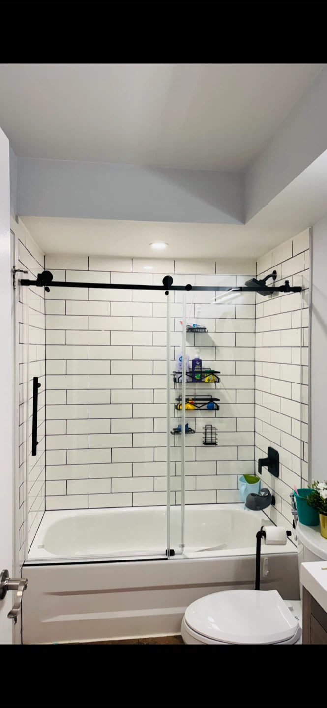 Matte Black Sliding Glass Shower Door