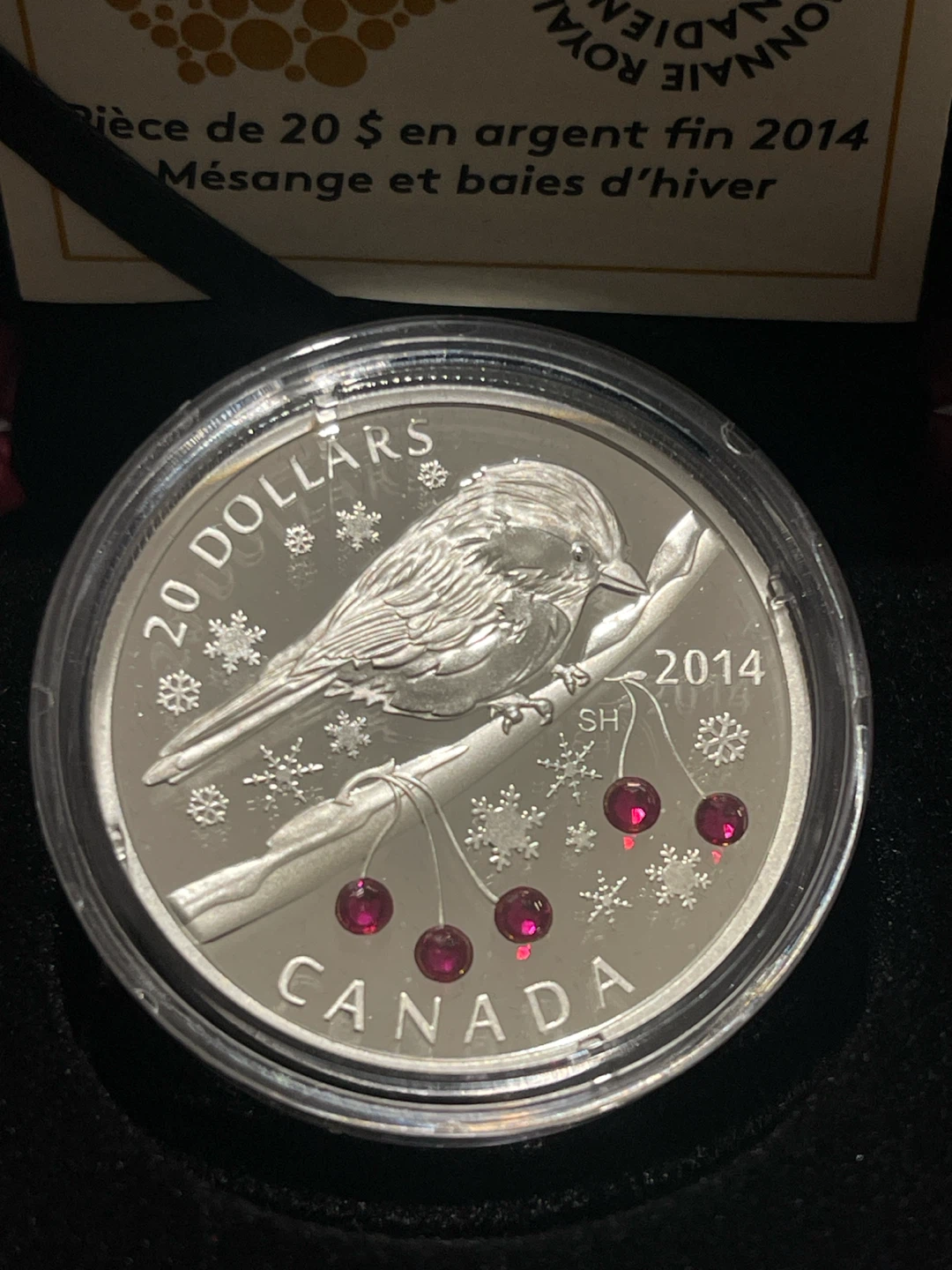 2014 $20 Fine Silver Coin - Chickadee and Winter Berries