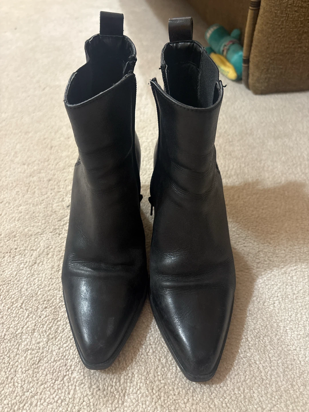 Genuine leather Black ankle boots Size 7