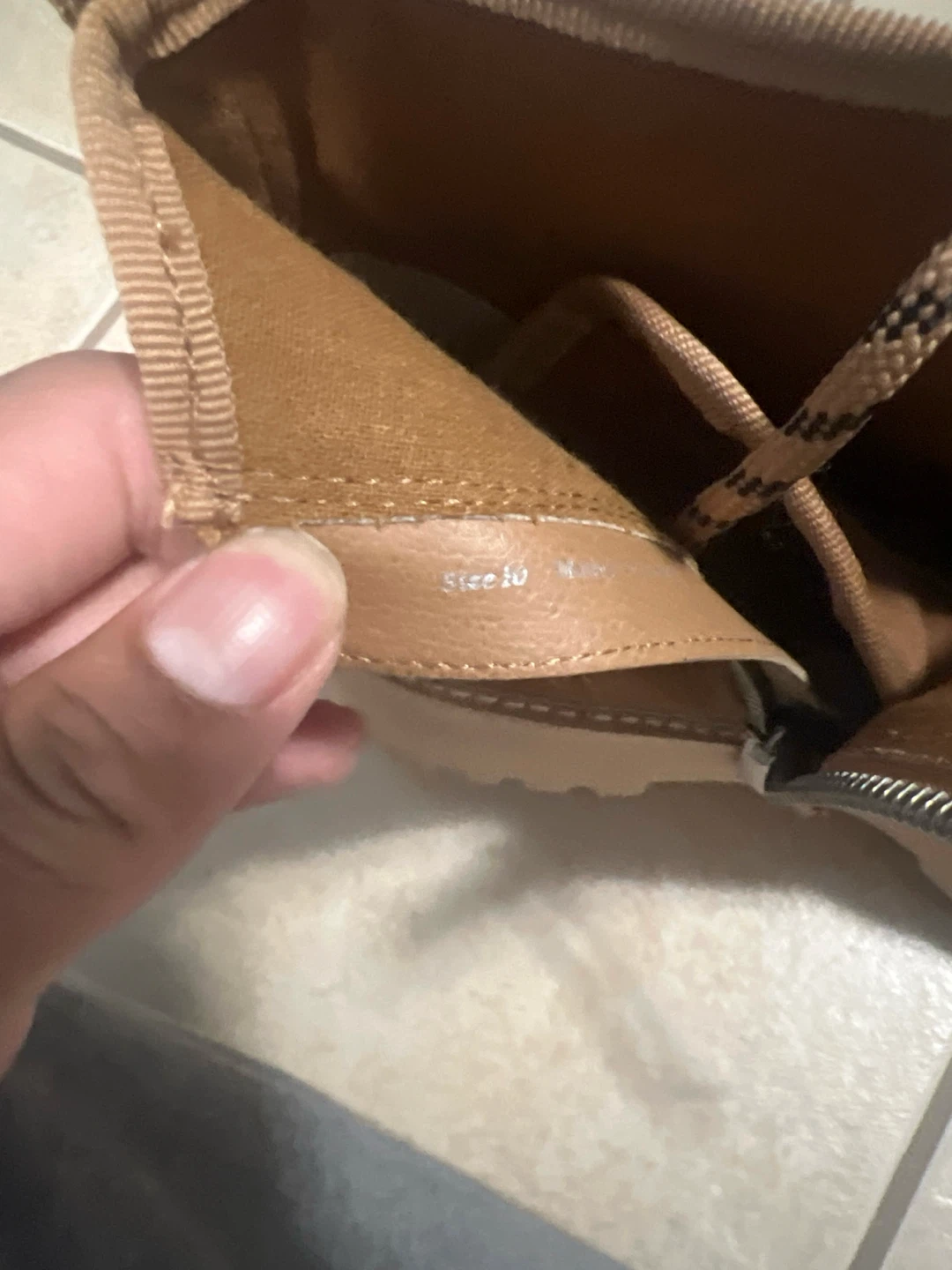 Tan lace-up boots, size 10
