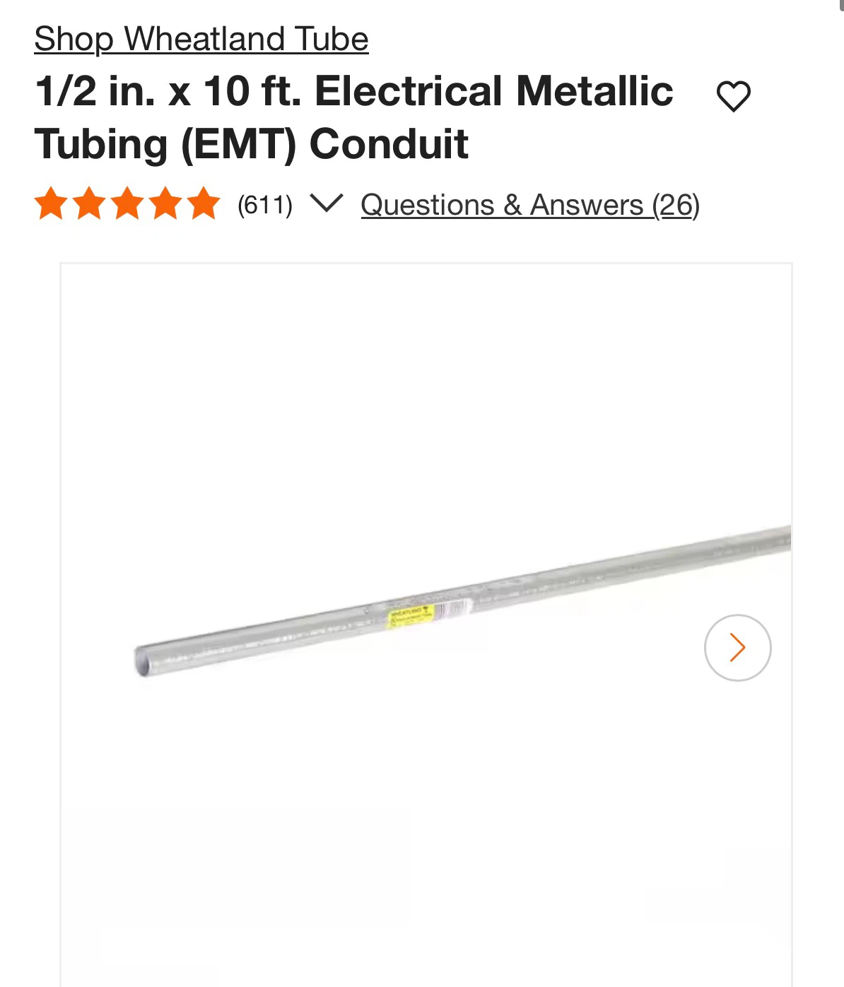 Wheatland Tube 1/2 in. x 10 ft. EMT Conduit - photo 2