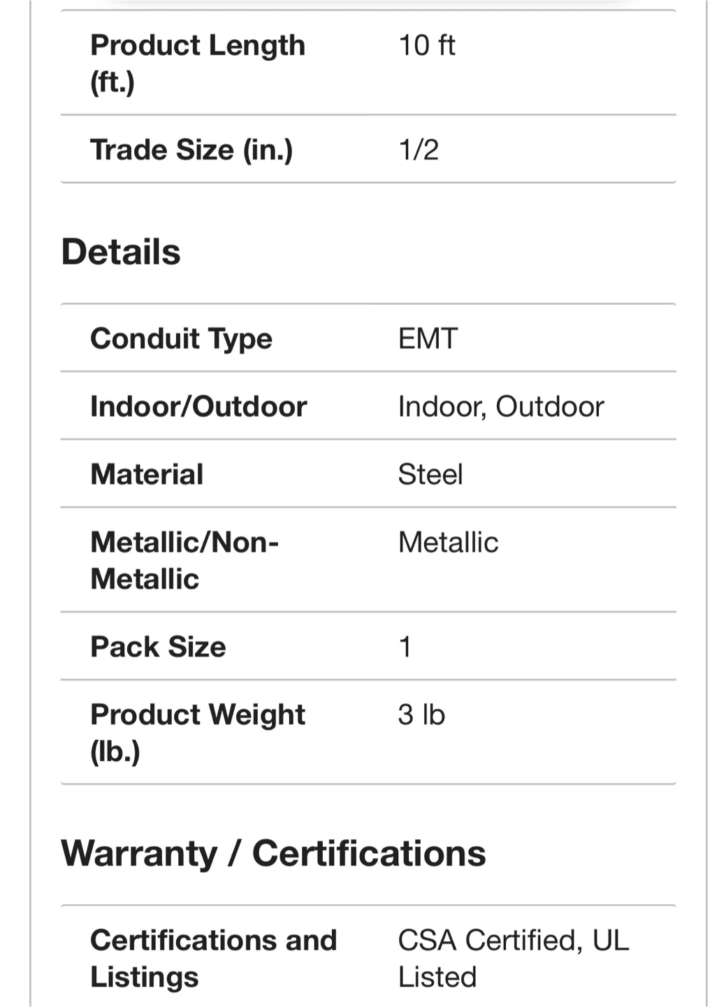 Wheatland Tube 1/2 in. x 10 ft. EMT Conduit - photo 5