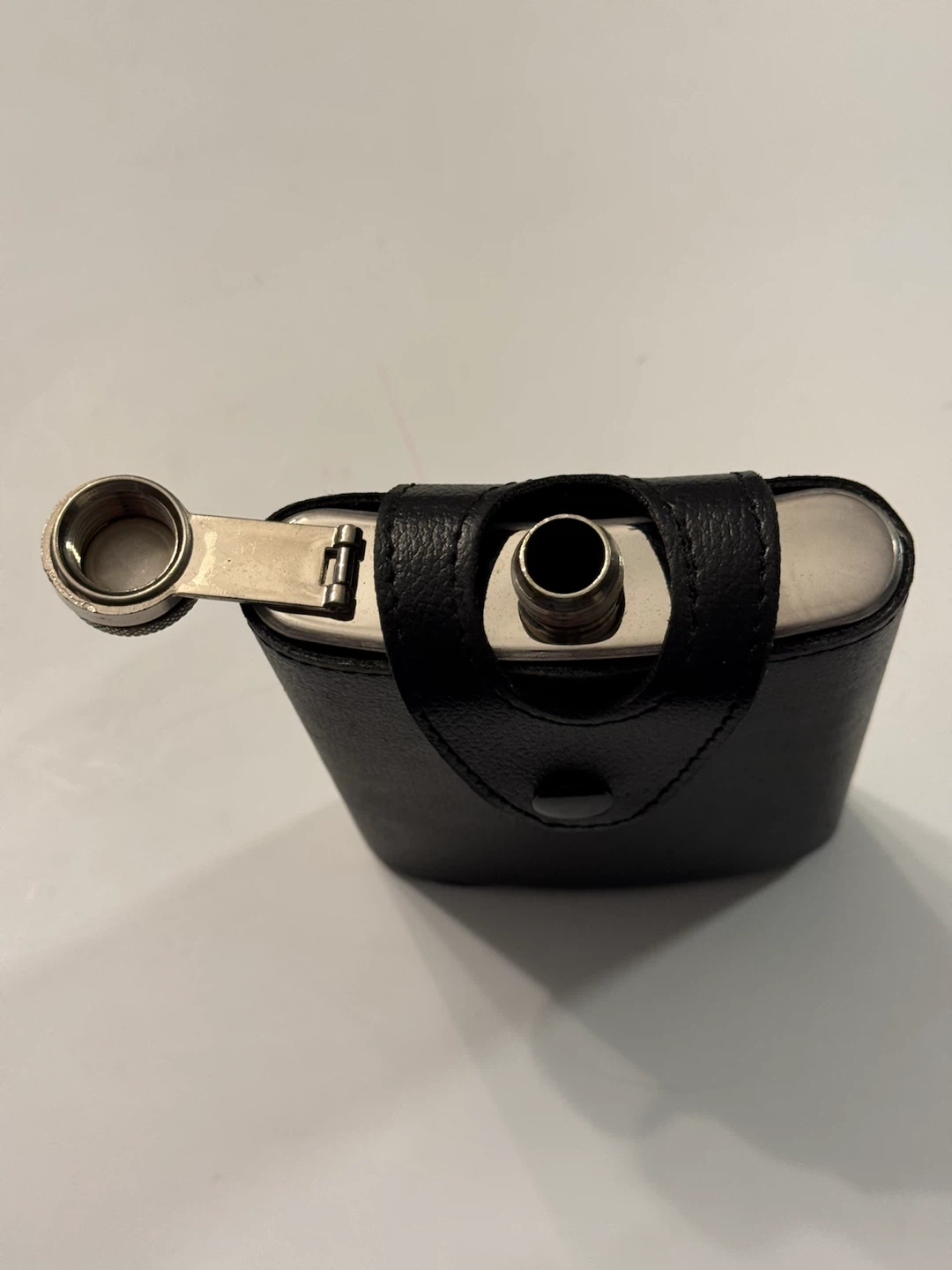 7oz Stainless Steel Hip Flask with Black Leather Case - photo 4