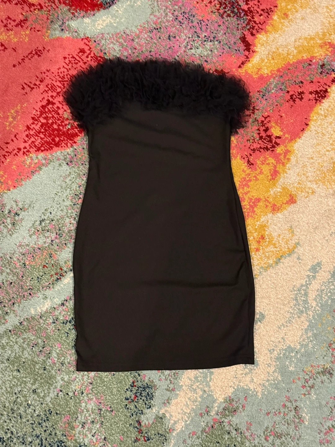 Black Strapless Ruffle Dress