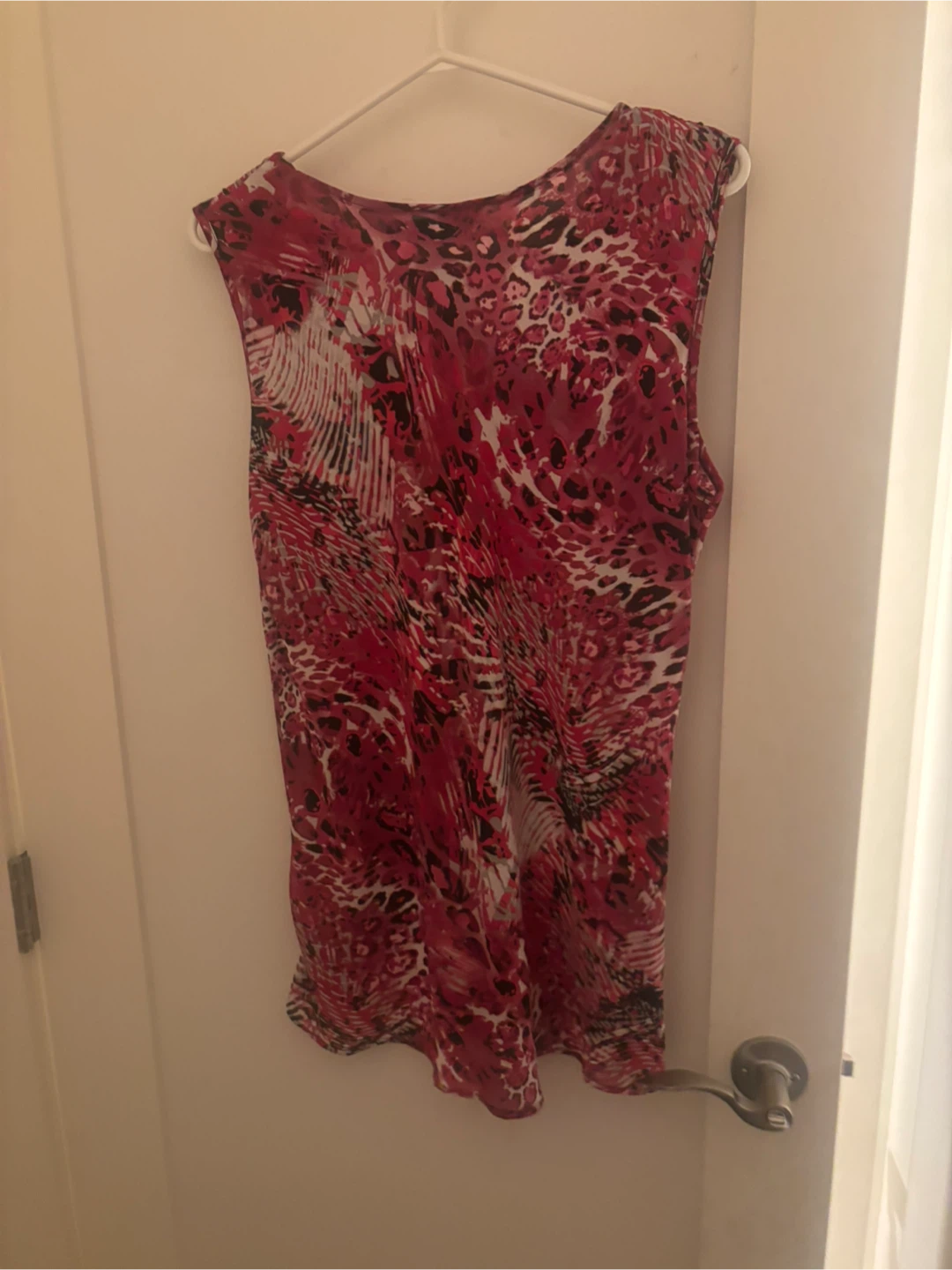 Pink patterned sleeveless ruffle top