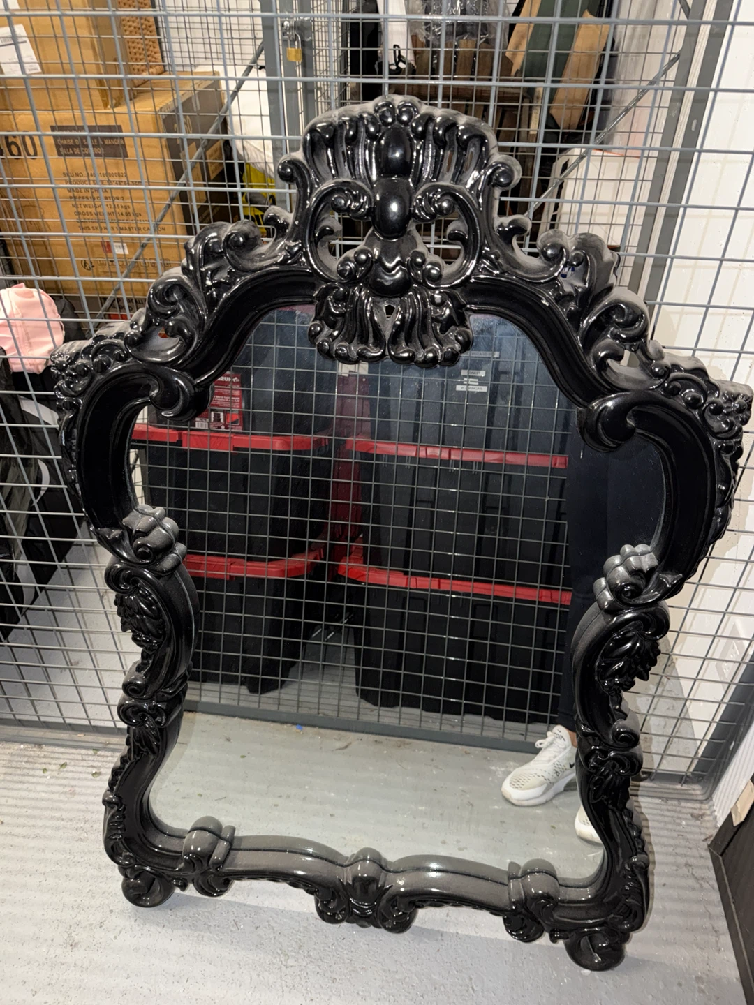 Black Ornate Baroque Style Wall Mirror