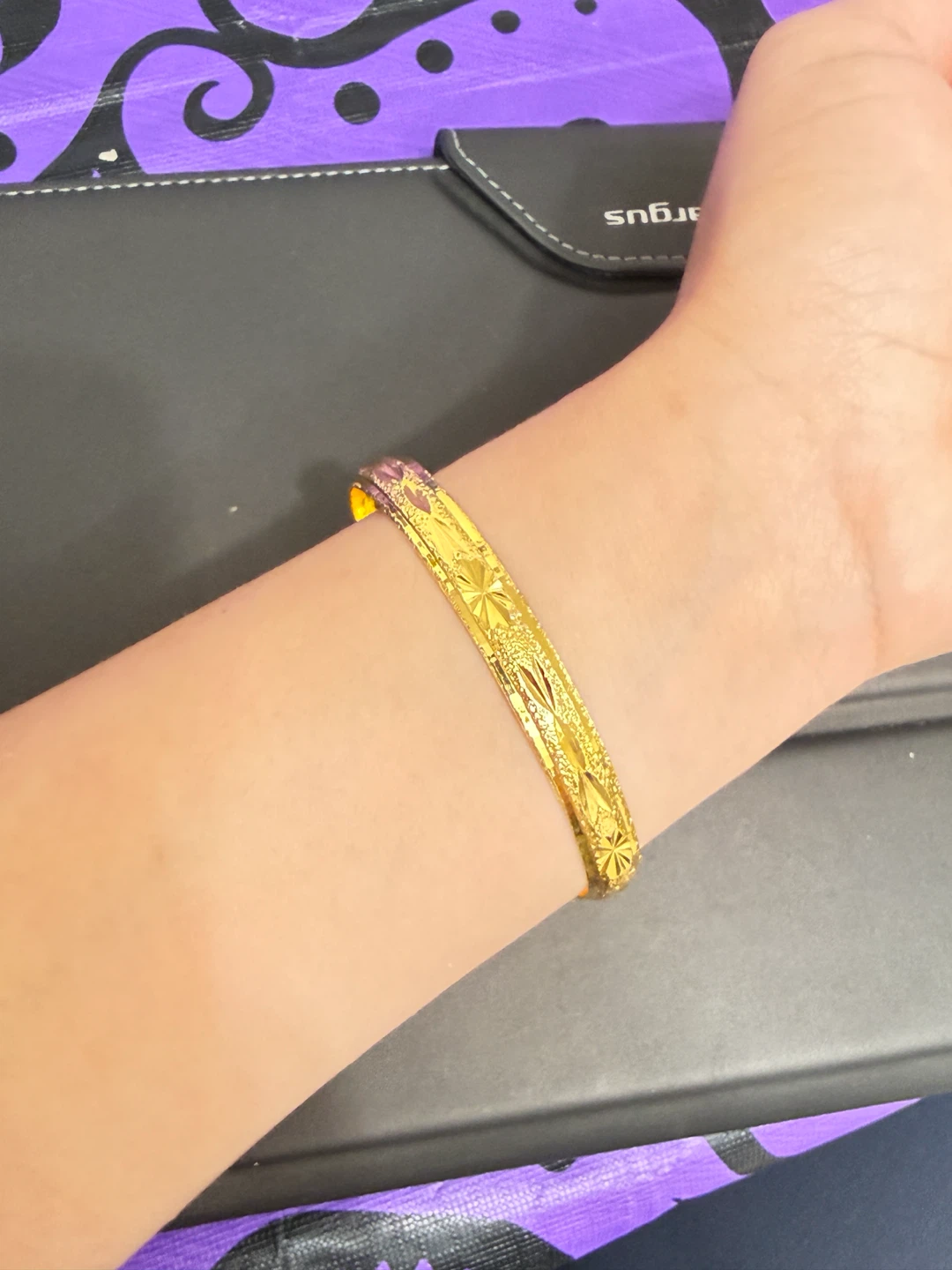 Gold Tone Textured Bangle Bracelet