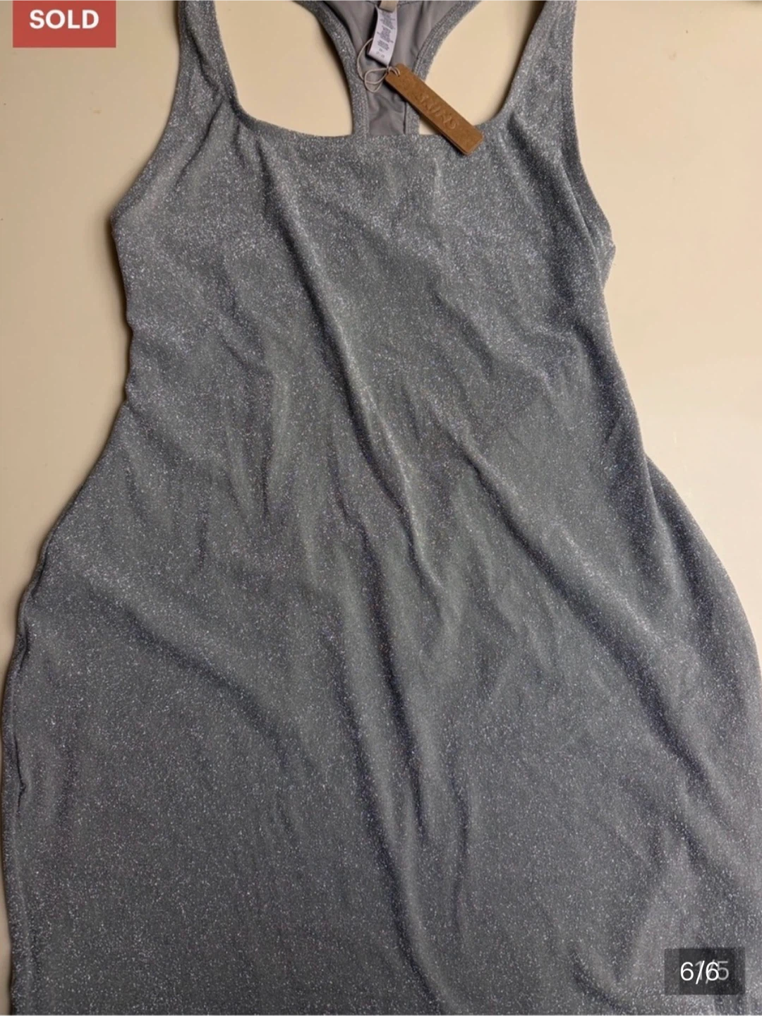 SKIMS Silver Glitter Tank Dress