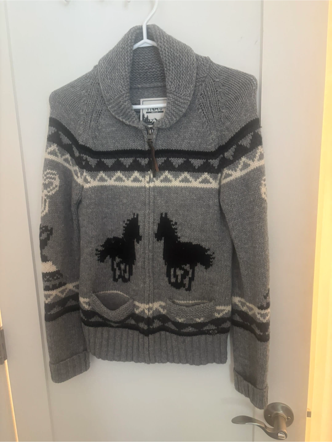 TNA Zip-Up Knit Sweater